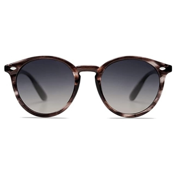 Gray Round Polarized Sunglasses for Women Men Classic Vintage - Picture 3 of 3